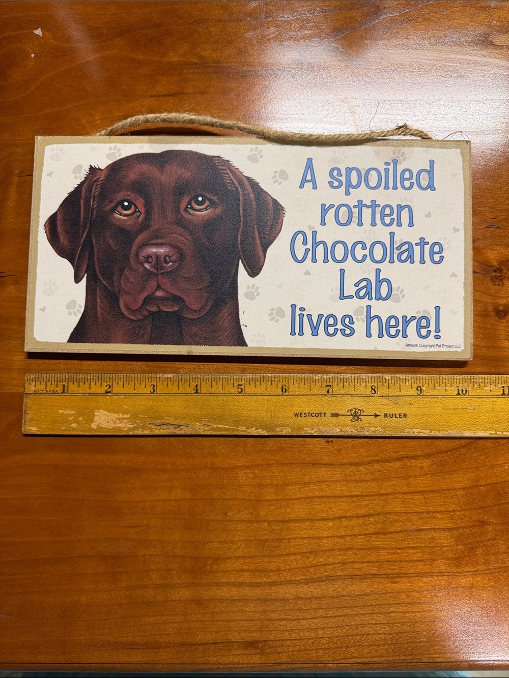 Chocolate Lab Dog Wall Sign - Rustic Brown and Cream